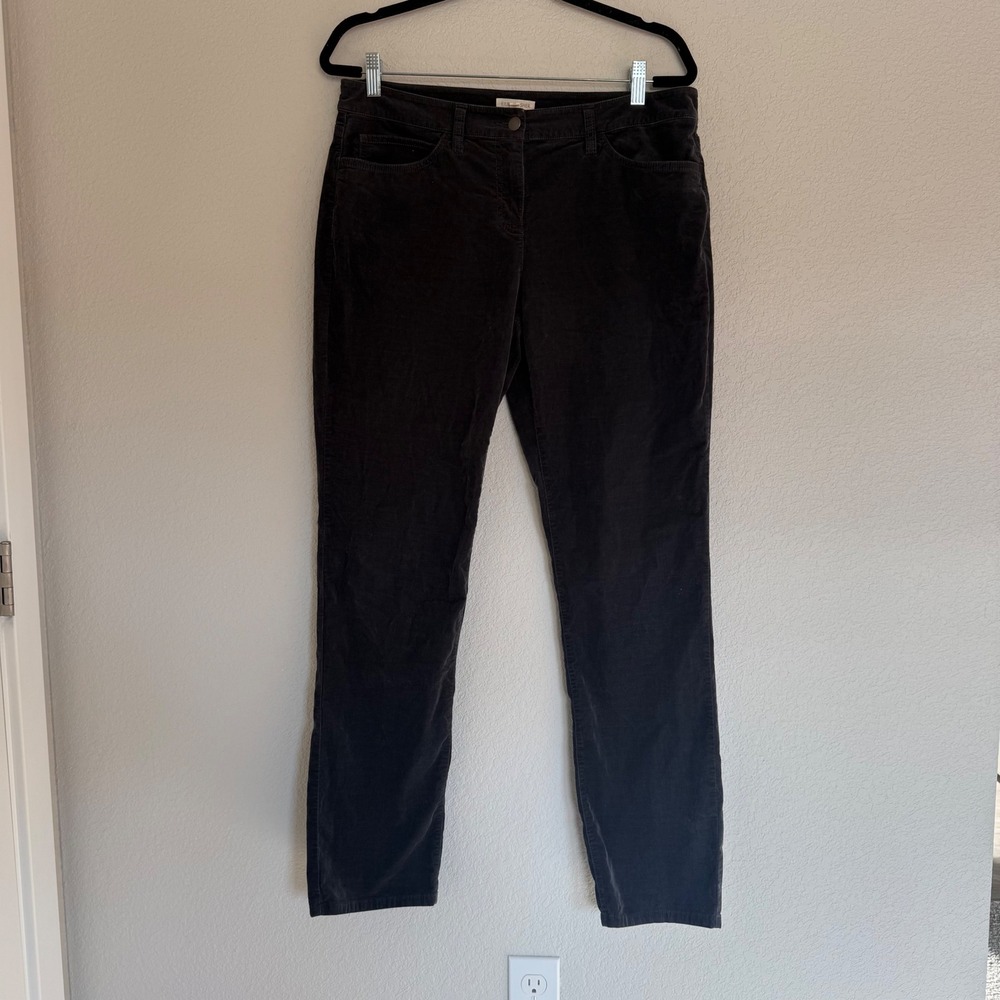 Eileen Fisher Womens Dark Gray Corduroy Straight Leg Pants Size 10